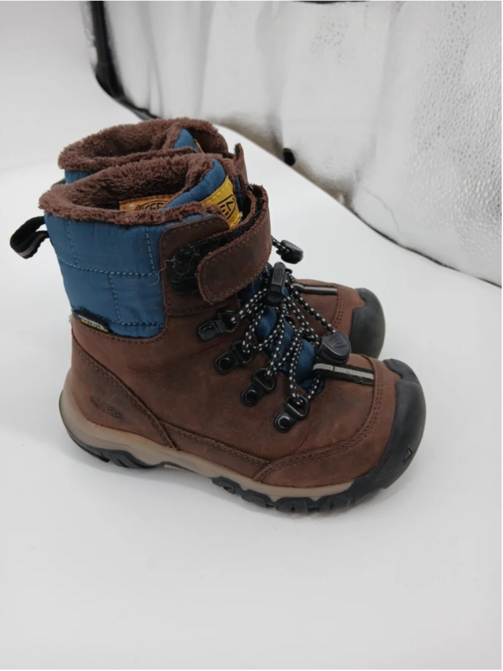 Keen Kanibou Waterproof Boots Little Kids Size 9 Brown/ Blue